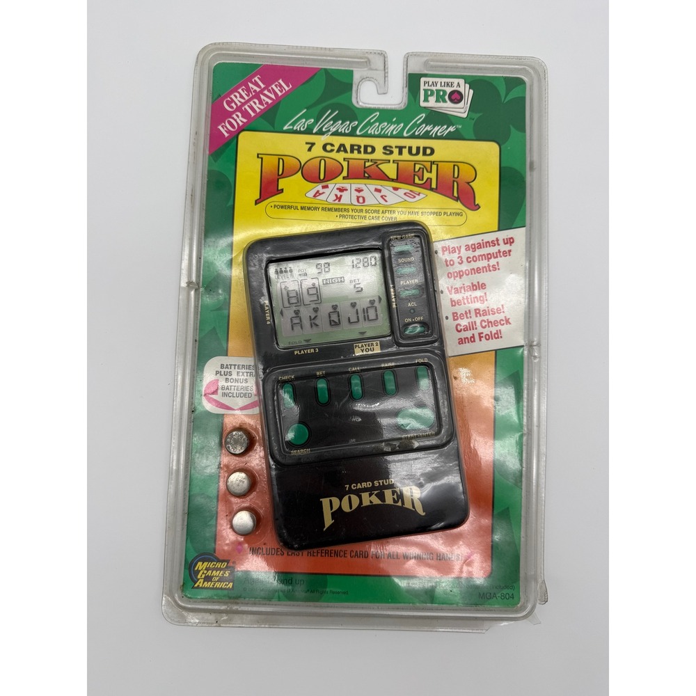 Vintage 1994 Micro Games of America 7 Card Stud Poker Handheld Electronic